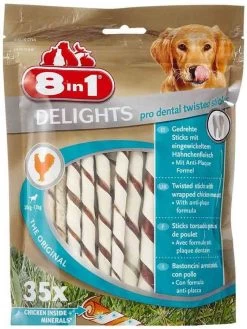8in1 Delights Twisted Sticks Pro Dental XS Pour Chien X35 MULTIPACK Lot De 5