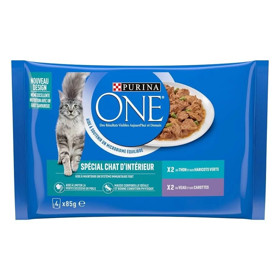 Purina One Chat Intérieur Thon Veau 4 X 85 G 3 Purina One Chat Intérieur Thon Veau 4 X 85 G
