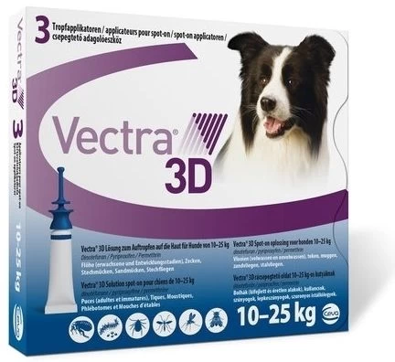 Vectra 3D Chien 10 à 25 Kg 3 Pipettes 3 Vectra 3D Chien 10 à 25 Kg 3 Pipettes